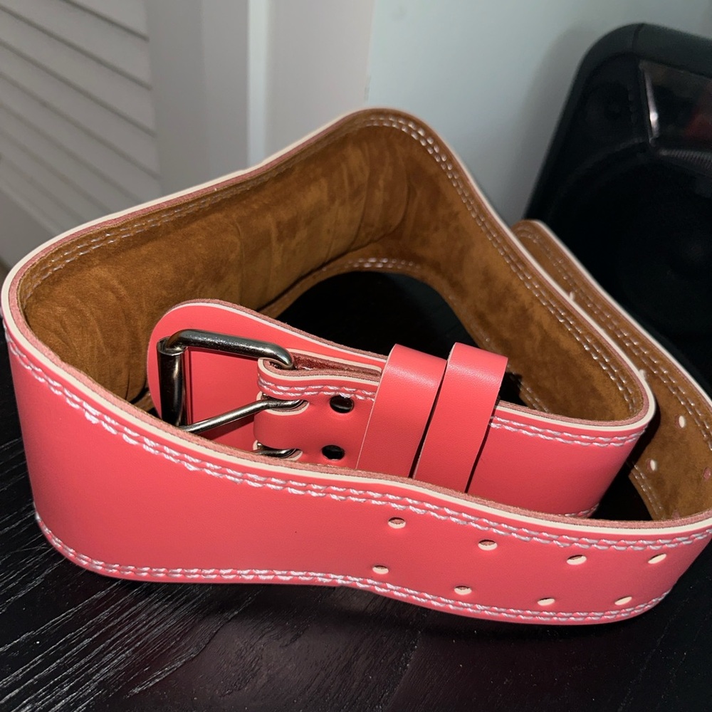 Coral Wide Leather Waist Belt - Unbranded